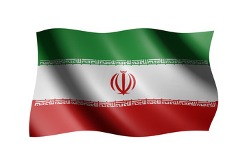 Flag of Iran isolated on white, 3d illustration