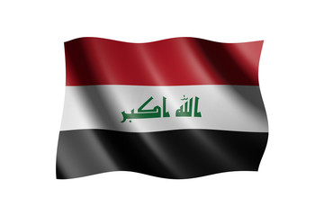 Flag of Iraq isolated on white, 3d illustration