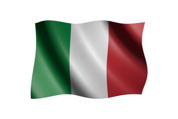 Flag of Italy isolated on white, 3d illustration