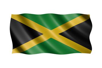 Flag of Jamaica isolated on white, 3d illustration