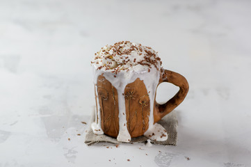 Coffee cocktail with ice-cream and chocolate crumb in cup