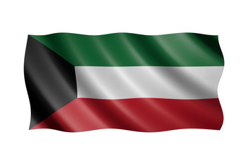 Flag of Kuwait isolated on white, 3d illustration