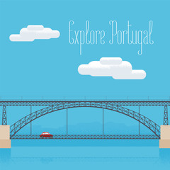 Dom Luis bridge in Porto, Portugal vector illustration