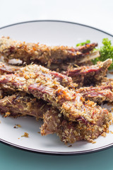 Lamb ribs on plate