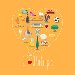 Heart shape illustration with I love Portugal sign