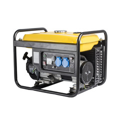 Portable Yellow Electric Generator on White Background