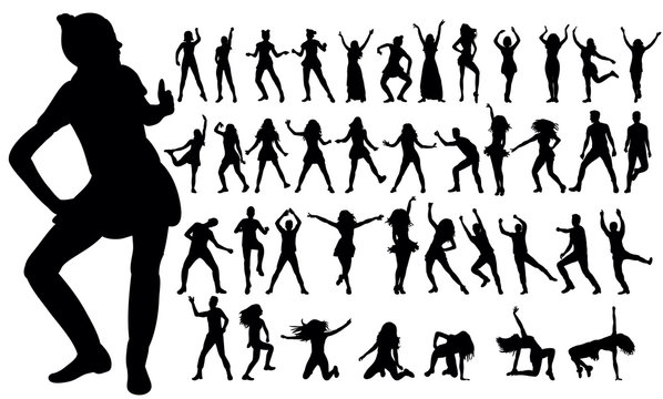  illustration, silhouettes people dancing, collection