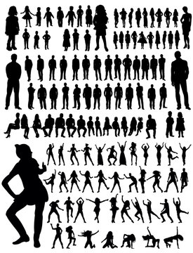 silhouettes people, collection, girls men, children, silhouettes people dancing