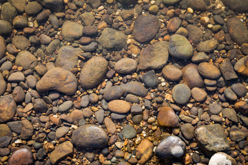 Natural stone under clear water background with outdoor day light