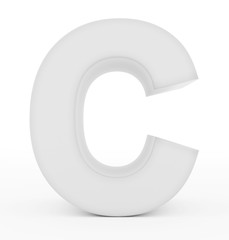 letter C 3d white isolated on white