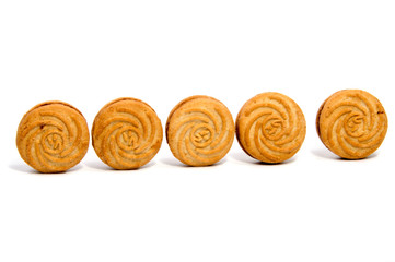 stacked short pastry cookies isolated on white background