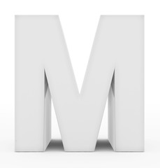 letter M 3d white isolated on white