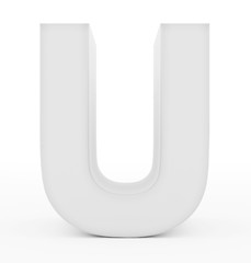 letter U 3d white isolated on white