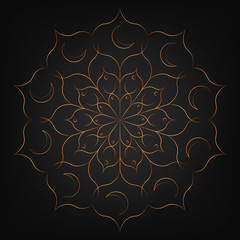 Arabesque flower pattern. Gold arabic decoration for Ramadan