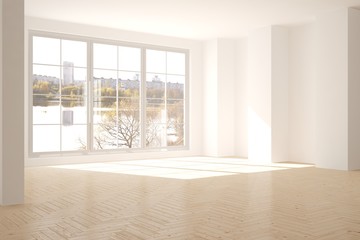 Obraz na płótnie Canvas White empty room. Scandinavian interior design. 3D illustration