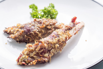 Lamb ribs on plate