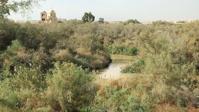 St John Baptist Church near Jordan River. The newly built Greek Orthodox Church of John Baptist, Greek Orthodox Patriarchate, historical place of baptism of Jesus Christ in Hashemite Kingdom of Jordan