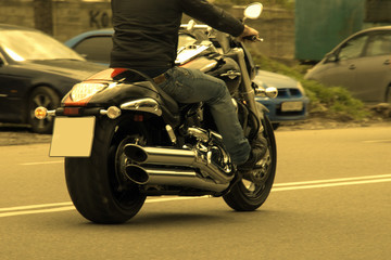 Fototapeta na wymiar Motorcycle and speed on the road
