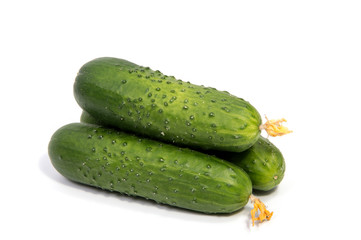 Cucumbers on a white background. In this photo we see a fresh cucumber on a white background.