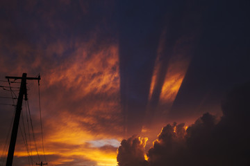Bloomington, Indiana sky at sunset after thunderstorm. April 20, 2017 