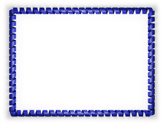 Frame and border of ribbon with the European Union flag. 3d illustration