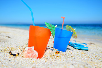 colorful drinks on the sand