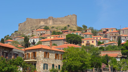 Fototapeta na wymiar Molyvos castle and village northern Lesvos Greece