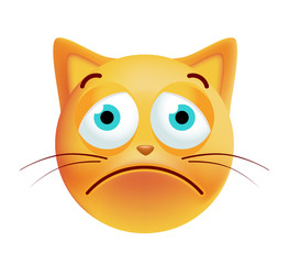 Cute Sad Emoticon on White Background. Isolated Vector Illustration 