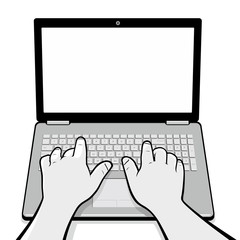 Man hands using laptop