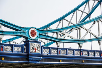 Detail of Tower Bridge over the River Thames, London, UK