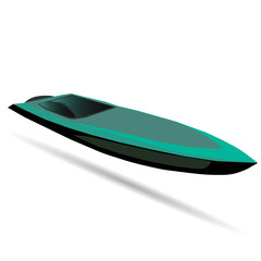 Vector image speed motor boat on a white background