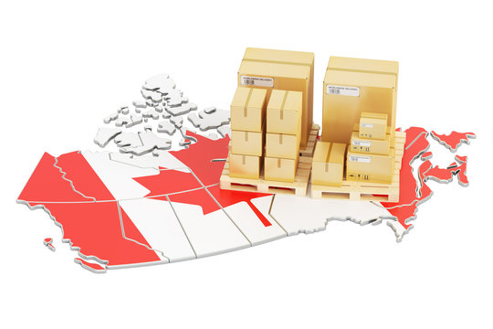 Shipping and Delivery from Canada concept, 3D rendering
