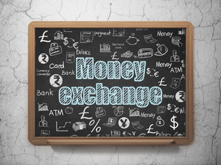 Banking concept: Money Exchange on School board background