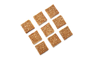 Black sliced toast bread on white background
