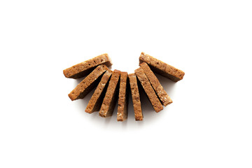 Black sliced toast bread on white background
