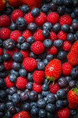 Variety of Fresh Berries such as Blueberries, Raspberries and Strawberries