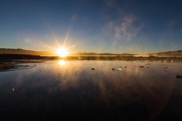 Sunrise on Laguna Chalviri in Bolivia