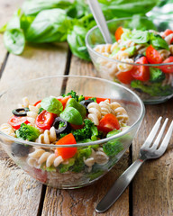 Italian salad with pasta and vegetables