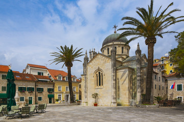 Church of Archangel Michael on the Herceg Stefan's square. Herceg Novi, Montenegro.