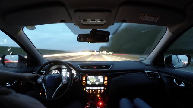 Driving time lapse from Amsterdam to Germany seen from inside the car - without motion blur