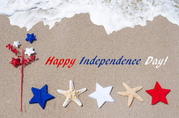 Independence Day USA background with starfishes and stars