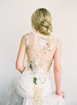 Rear view of bride
