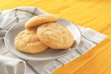 Tasty sugar cookies on plate
