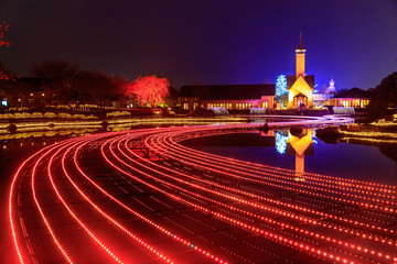 Nabana no Sato garden winter illumination at night, Nagoya