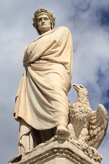 Tourists in Piazza Santa Croce with monument to Dante Alighieri, Florence, Tuscany, Italy