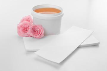 Set for epilation on white background
