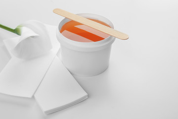 Set for epilation on white background