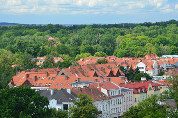 Fototapeta na wymiar Panorama Giżycka latem/Panorama of Gizycko town in summer, Masuria, Poland 