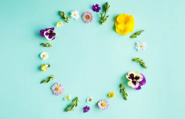 Gordijnen Spring flowers frame © oksix