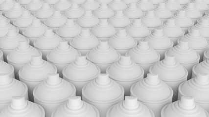 Uniform Grid of Flat White Colored Aerosol Cans